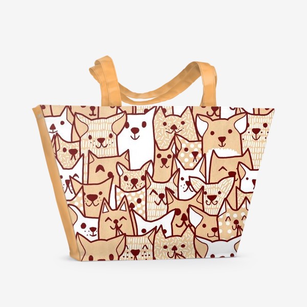 Пляжная сумка «Милые крафтовые котики»