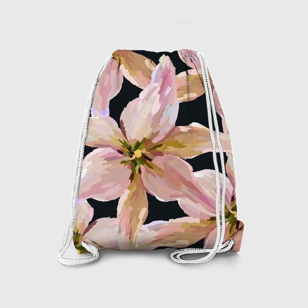 Рюкзак «Розовые лилии на темно-синем фоне»