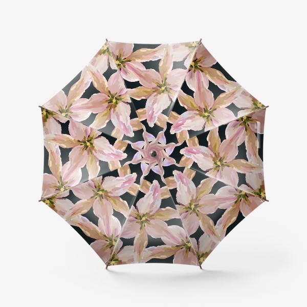 Зонт &laquo;Розовые лилии на темно-синем фоне&raquo;