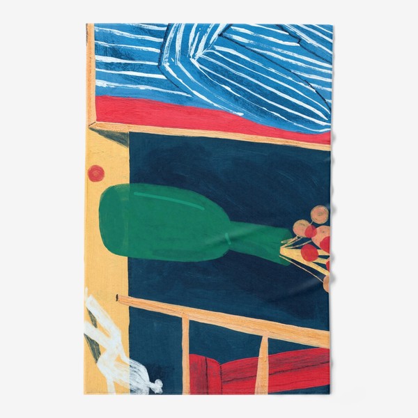 Полотенце «Композиция с картиной, цветами и фигурой человека»