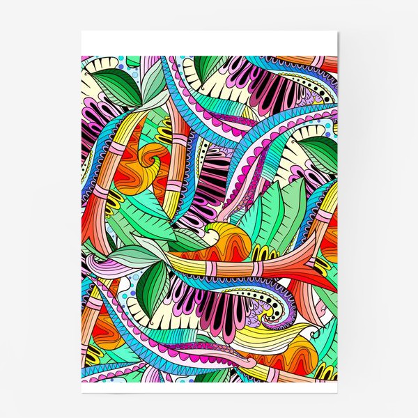 Постер «Абстрактные волны,листья и цветы»