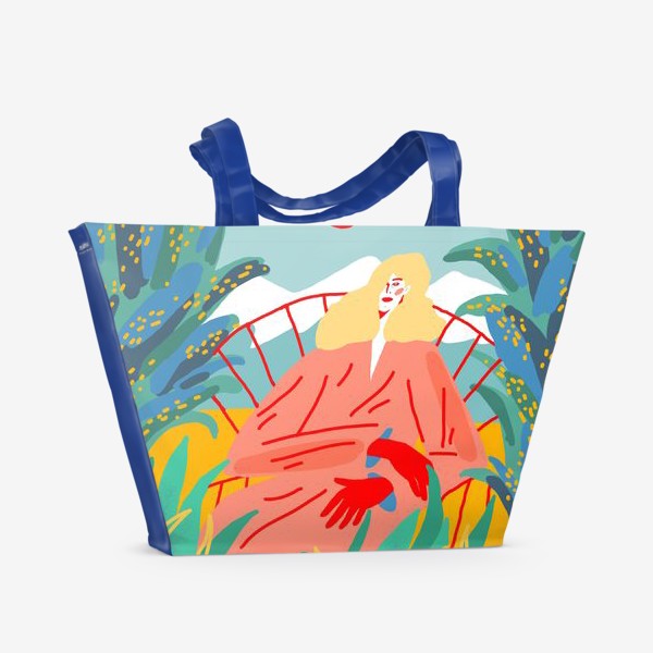 Пляжная сумка &laquo;Девушка с белыми волосами на фоне природного пейзажа&raquo;