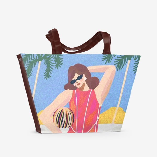 Пляжная сумка &laquo;Девушка в розовом купальнике на пляже&raquo;
