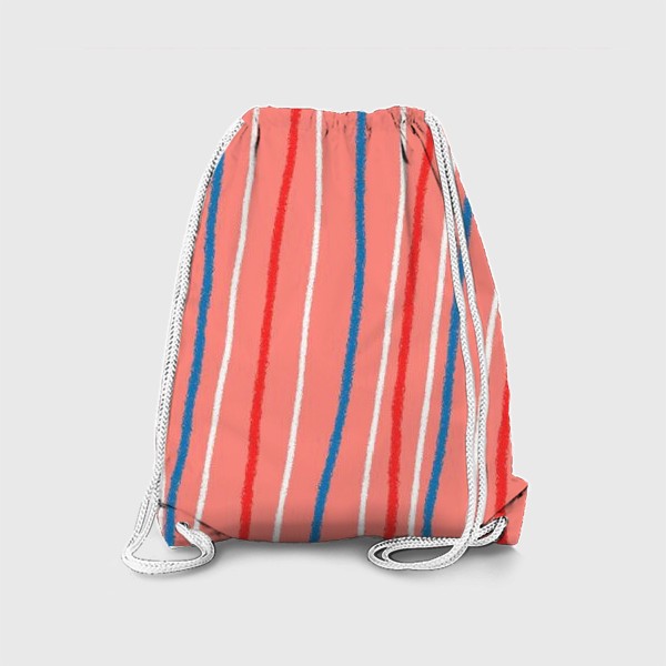 Рюкзак «Белые, красные и синие полосы на розовом фоне»