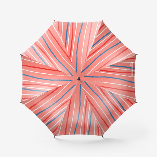Зонт &laquo;Белые, красные и синие полосы на розовом фоне&raquo;