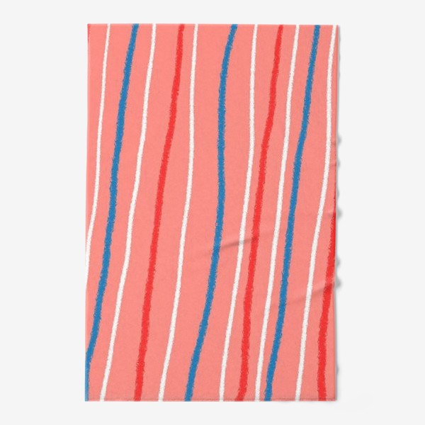 Полотенце «Белые, красные и синие полосы на розовом фоне»