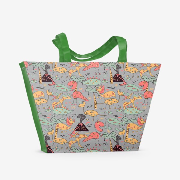 Пляжная сумка «Веселые динозавры паттерн»