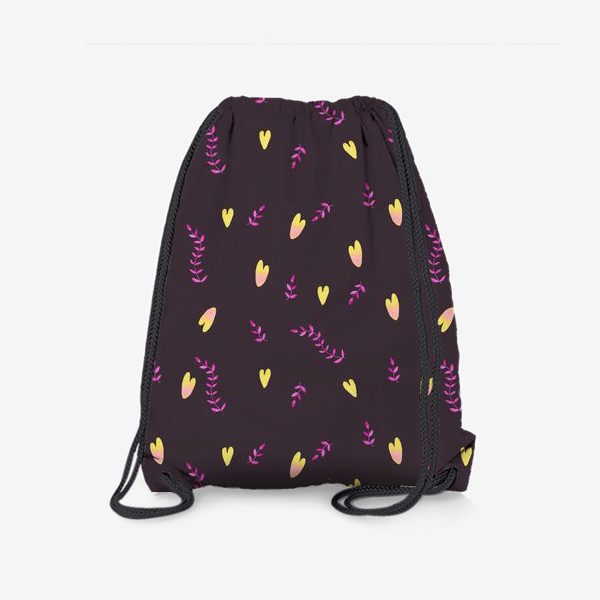 Рюкзак «Сердечки и веточки на фиолетовом фоне. Подарок любимой»
