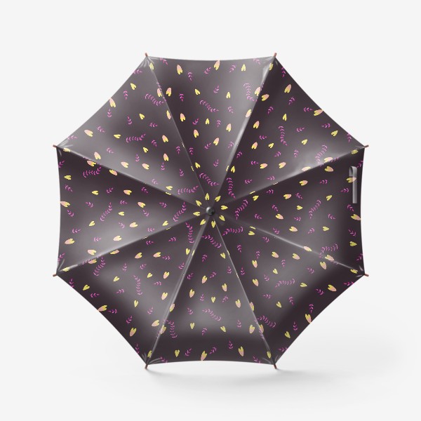 Зонт «Сердечки и веточки на фиолетовом фоне. Подарок любимой»
