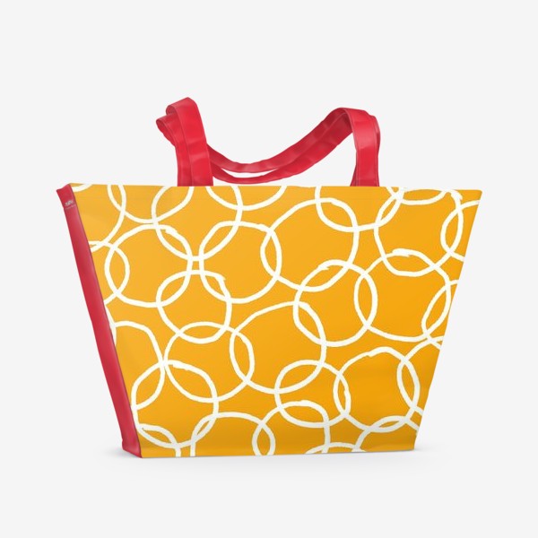 Пляжная сумка «Яркий принт с белыми кольцами на желтом фоне»
