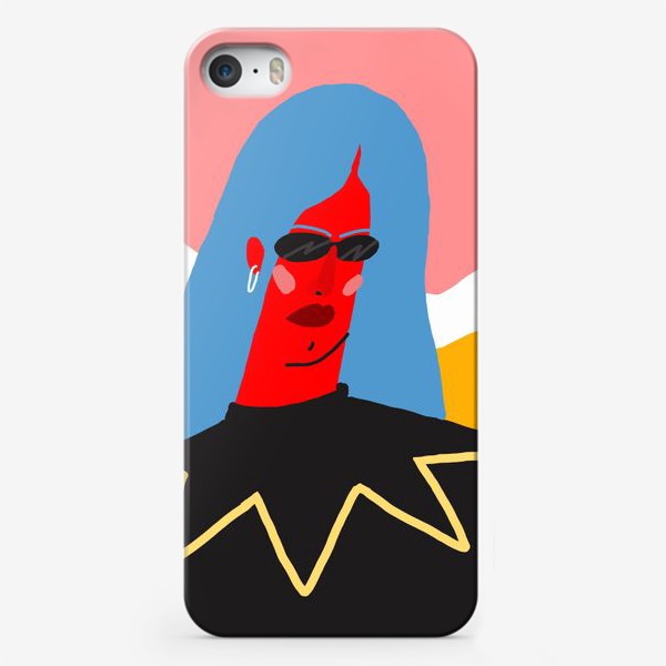 Чехол iPhone «Девушка с синими волосами в очках»