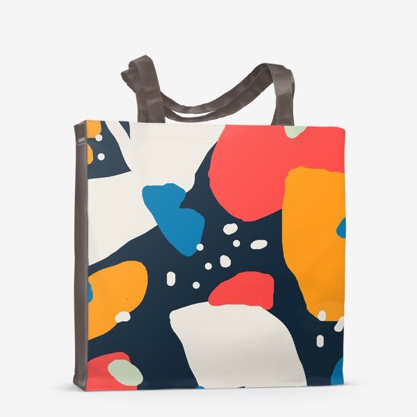 Сумка-шоппер «Яркая абстракция на темно-синем фоне с различными геометрическими формами»