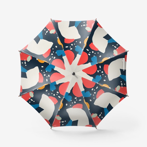Зонт &laquo;Яркая абстракция на темно-синем фоне с различными геометрическими формами&raquo;