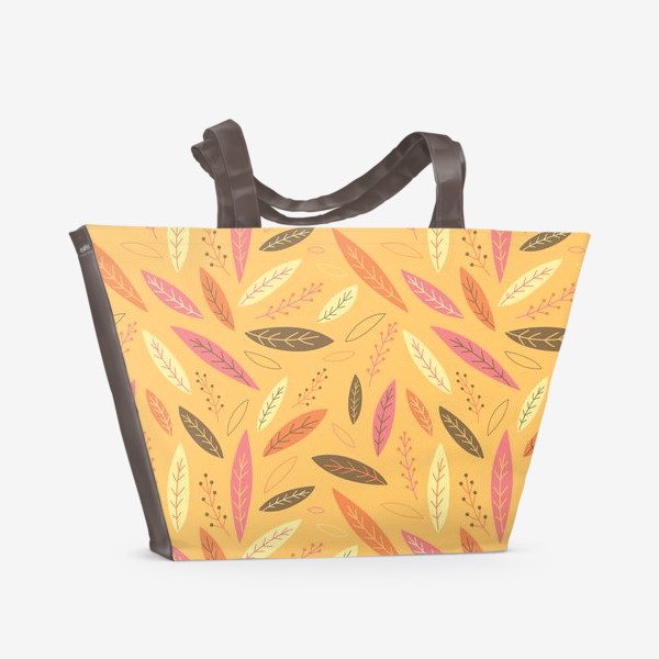Пляжная сумка &laquo;Весёлые осенние листья на рыжем фоне&raquo;