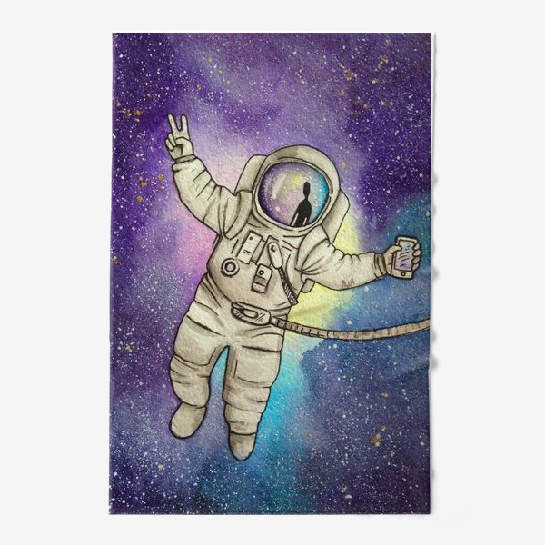Полотенце &laquo;Космонавт в открытом космосе и инопланетянин&raquo;