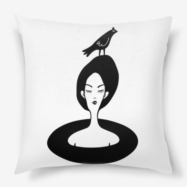 Подушка «девушка и птица»