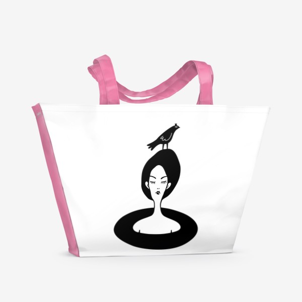 Пляжная сумка «девушка и птица»