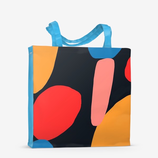 Сумка-шоппер &laquo;Яркая абстракция с разноцветными фигурами на темном фоне&raquo;