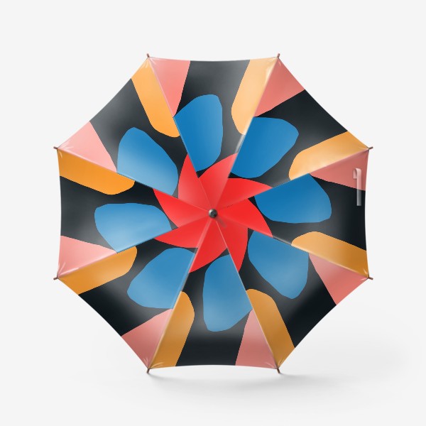 Зонт «Яркая абстракция с разноцветными фигурами на темном фоне»