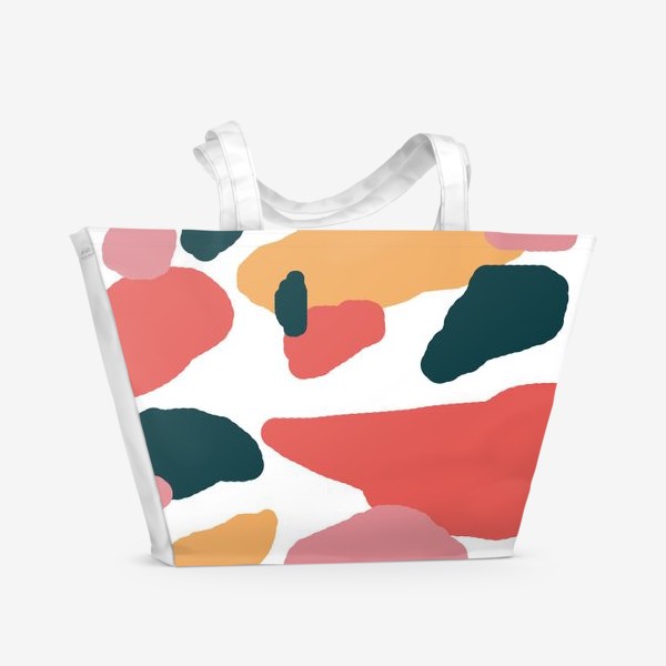 Пляжная сумка «Абстракция с красным, желтым, зеленым и розовым цветами»