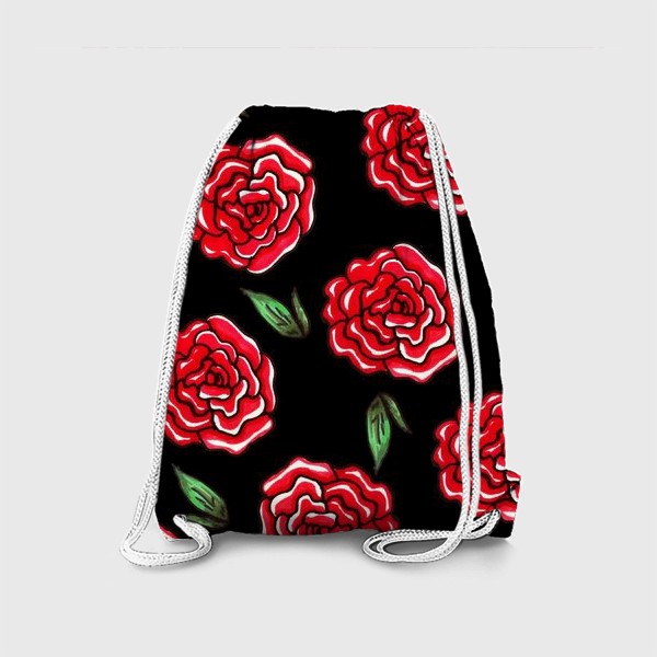 Рюкзак &laquo;Красные розы.Цветы на черном фоне&raquo;
