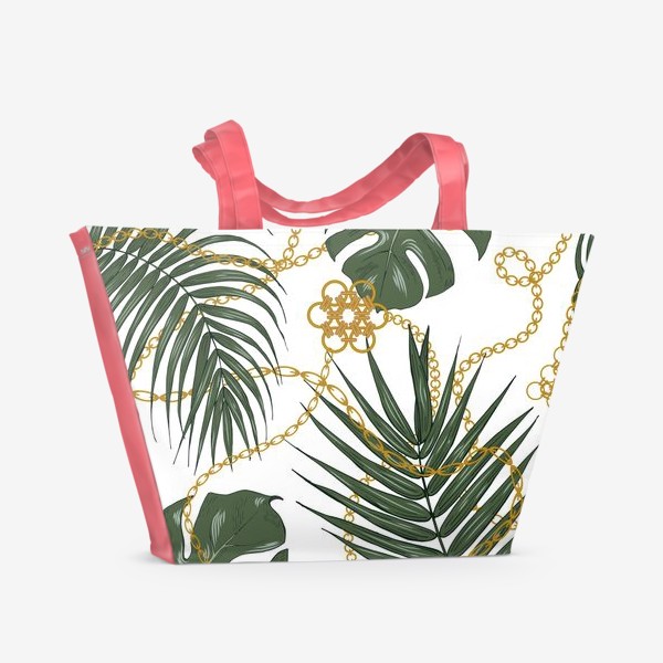 Пляжная сумка «листья пальм и цепочки»