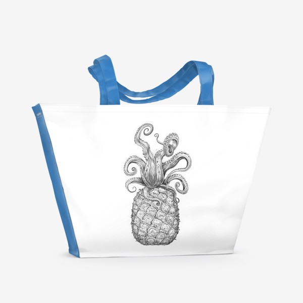 Пляжная сумка «Ананасовый осьминог чб»