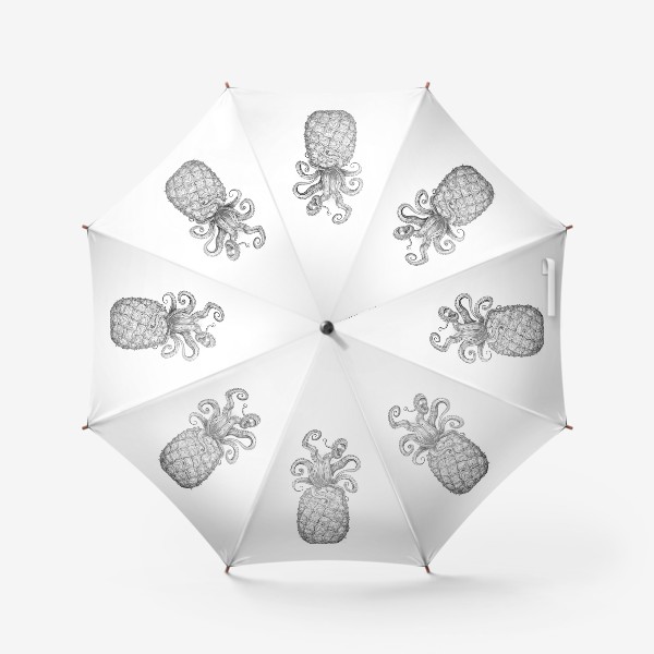 Зонт «Ананасовый осьминог чб»