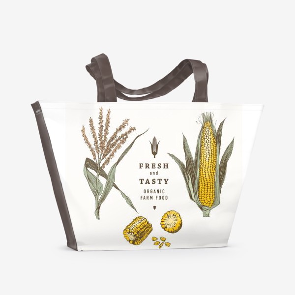 Пляжная сумка «Принт с кукурузой для кухни или кафе»