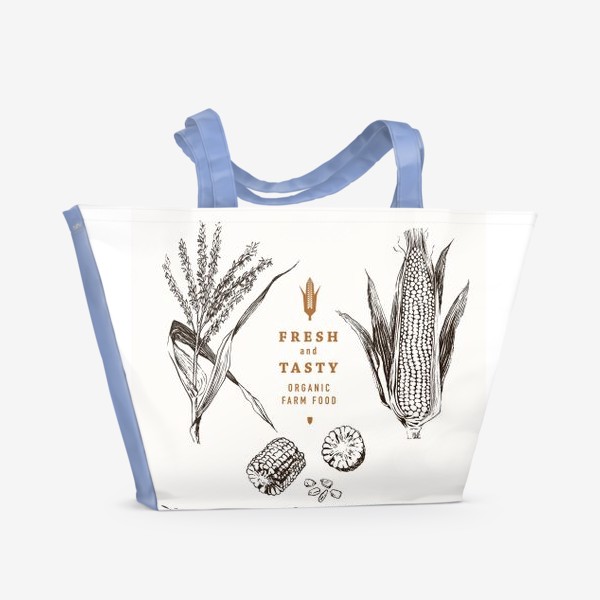 Пляжная сумка «Принт с кукурузой для кухни или кафе»