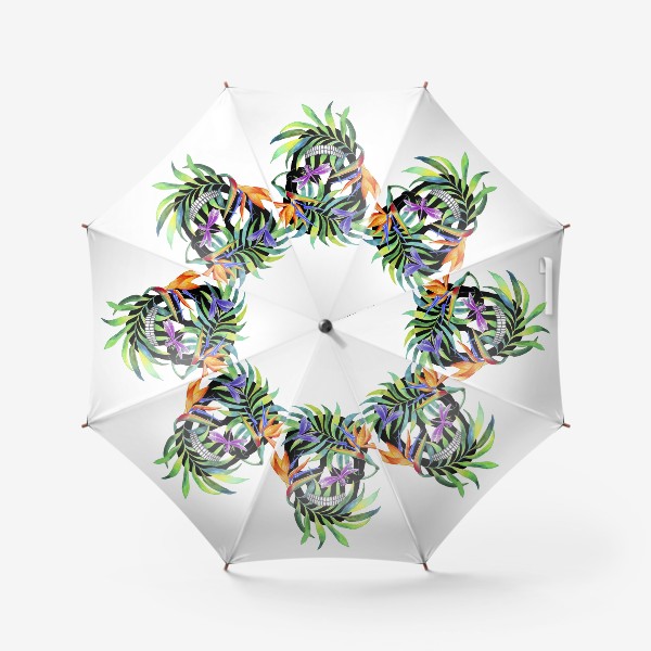 Зонт «Череп с растениями»