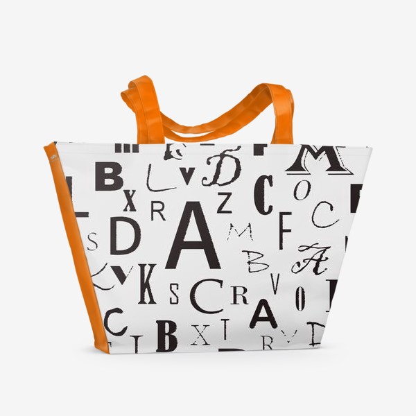 Пляжная сумка «Черно-белый шрифт»