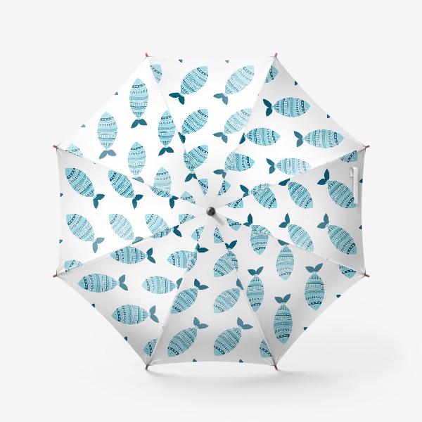 Зонт «Паттерн с рыбками»