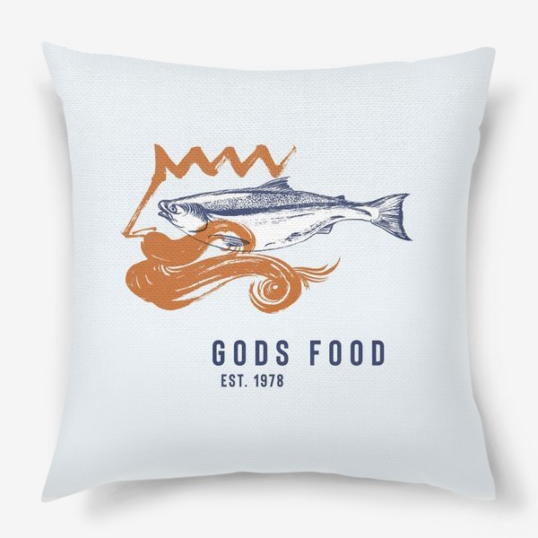Подушка «Еда богов. Нептун илосось. Логотип вашей кухни»
