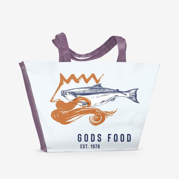 Пляжная сумка «Еда богов. Нептун илосось. Логотип вашей кухни»