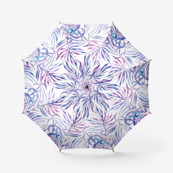 Зонт «Лиловые листья на белом. Акварельный паттерн»