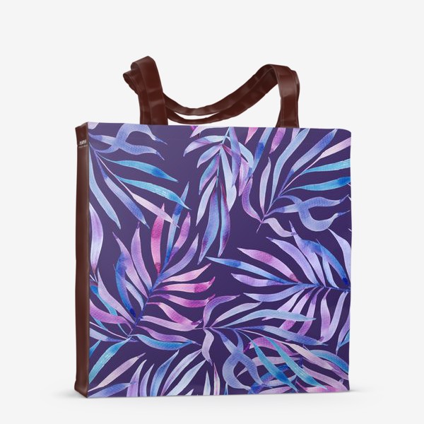 Сумка-шоппер «Лиловые листья на фиолетовом. Акварельный паттерн»