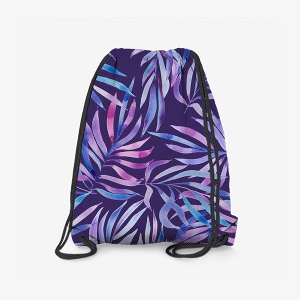 Рюкзак «Лиловые листья на фиолетовом. Акварельный паттерн»