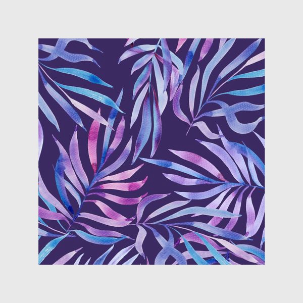 Шторы «Лиловые листья на фиолетовом. Акварельный паттерн»