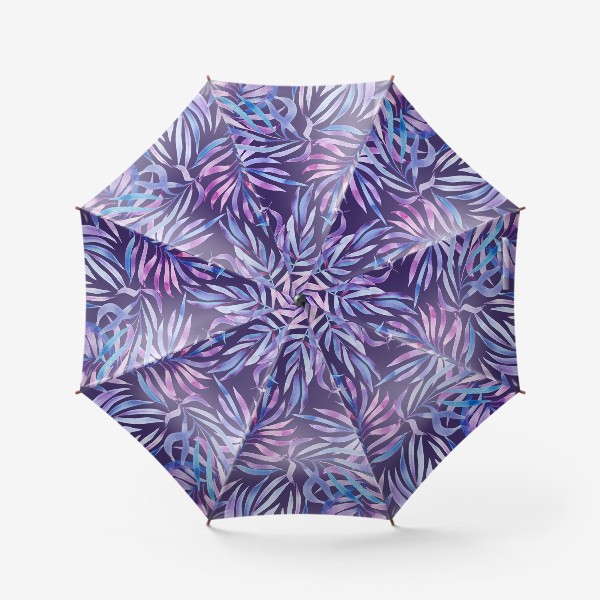 Зонт &laquo;Лиловые листья на фиолетовом. Акварельный паттерн&raquo;