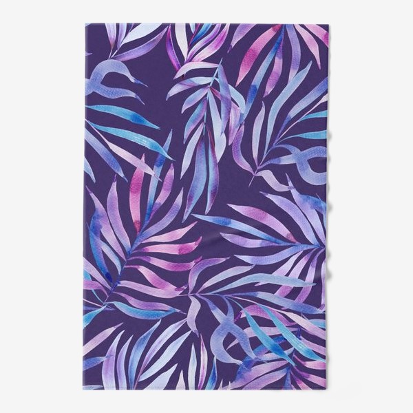 Полотенце «Лиловые листья на фиолетовом. Акварельный паттерн»