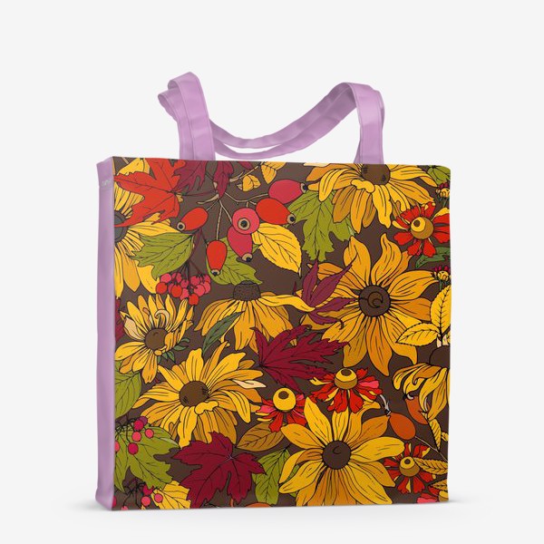 Сумка-шоппер &laquo;осенние цветы и листья&raquo;
