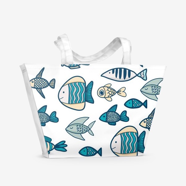 Пляжная сумка «рыбки бесшовный паттерн»