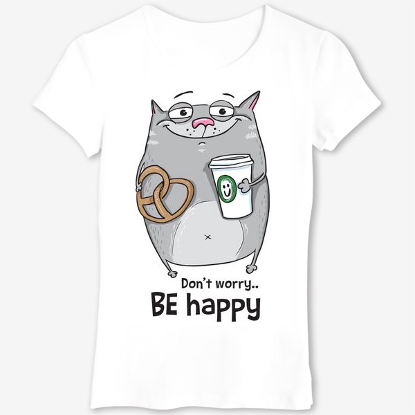 Футболка «be happy - cat»