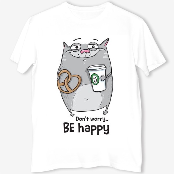 Футболка «be happy - cat»