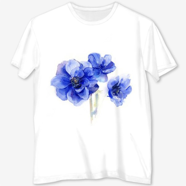 Футболка с полной запечаткой «Синие цветы Анемоны»
