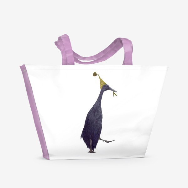 Пляжная сумка «Черная утка в колпачке из листа»