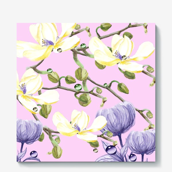 Холст «Орхидеи, хризантемы»