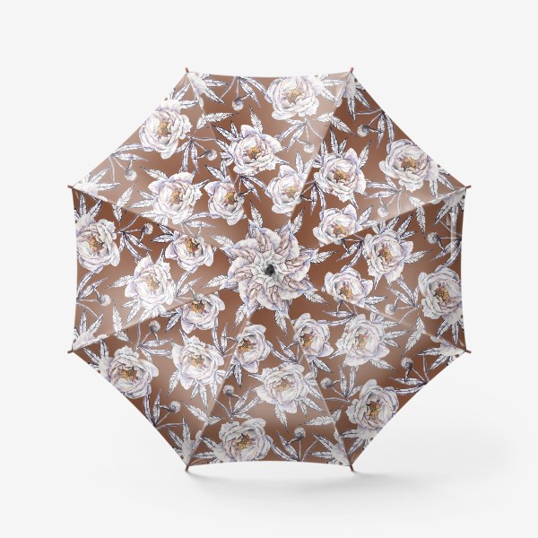 Зонт «Пионы коричневый фон»