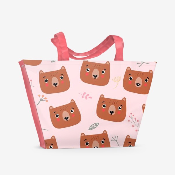 Пляжная сумка «медведи на розовом»